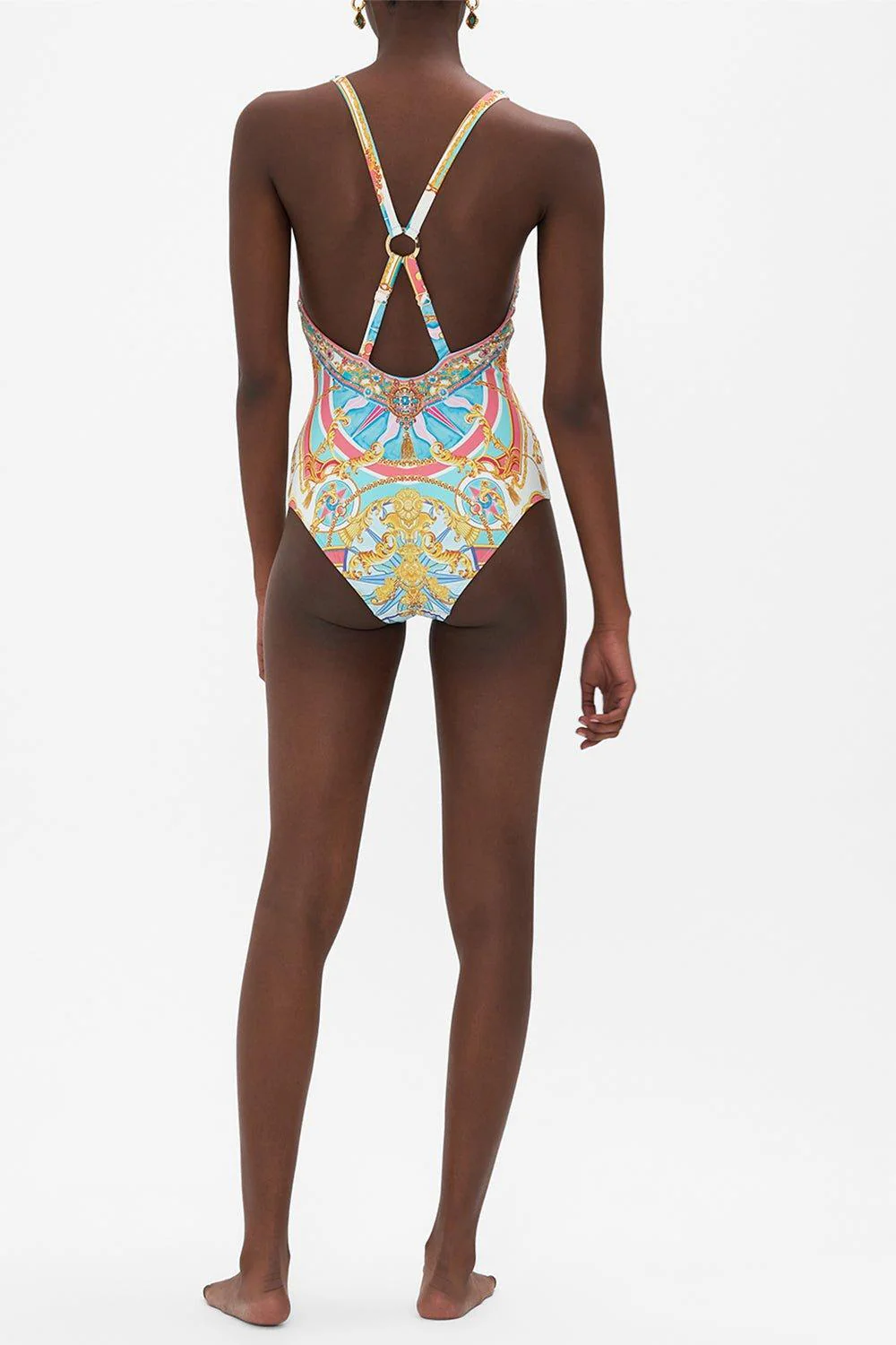 Ring Detail Plunge One Piece Swimsuit - Image 3