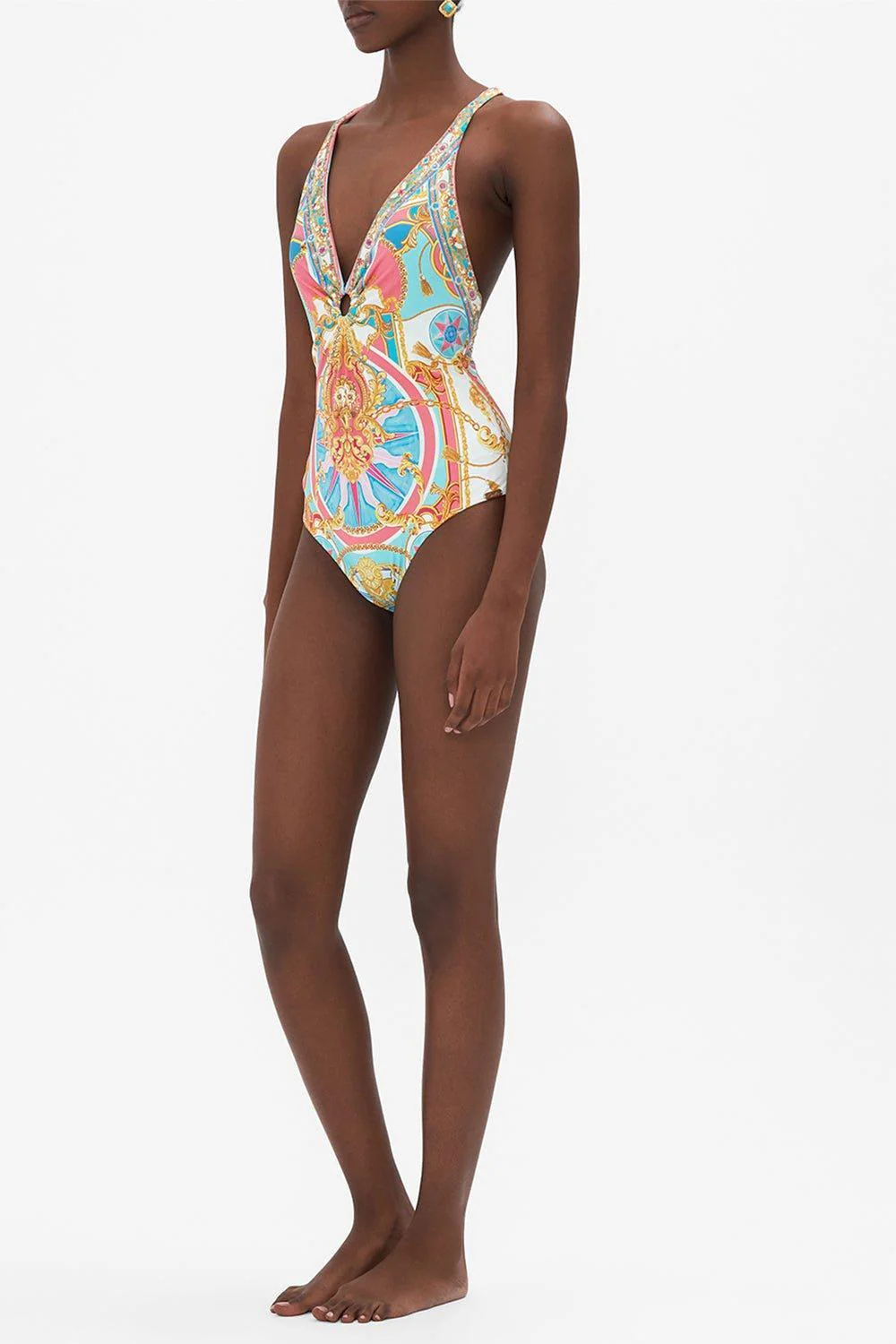 Ring Detail Plunge One Piece Swimsuit - Image 4
