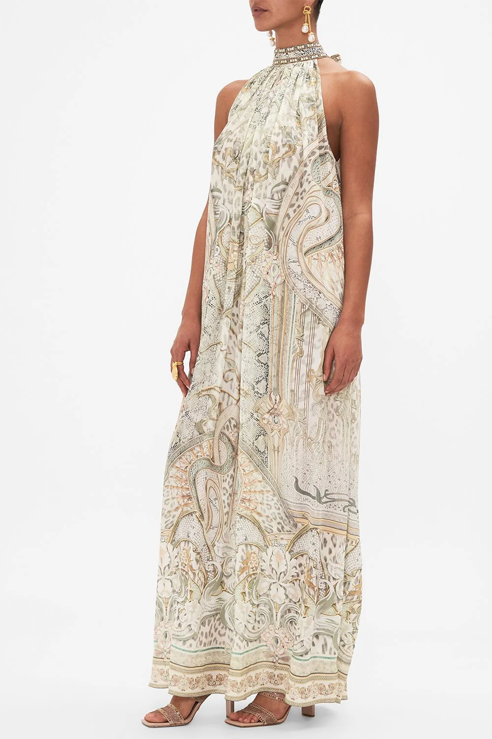 Tie Neck Long Dress - Image 2
