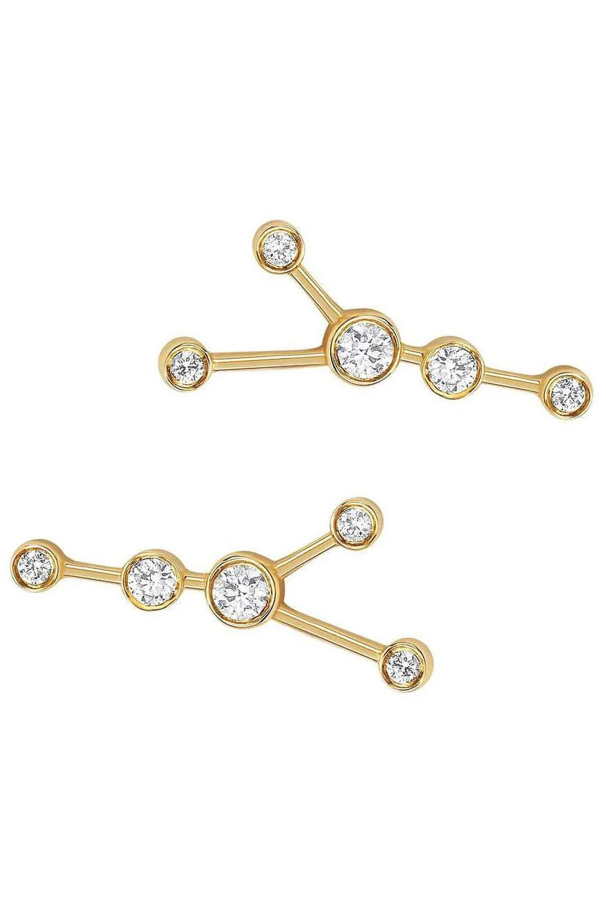 Diamond Petite Cancer Diamond Constellation Stud Earrings