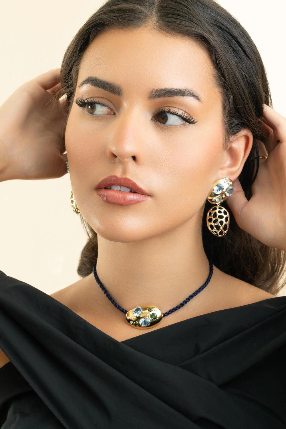 Blue Topaz Diamond Monochromatic Earrings - Image 2