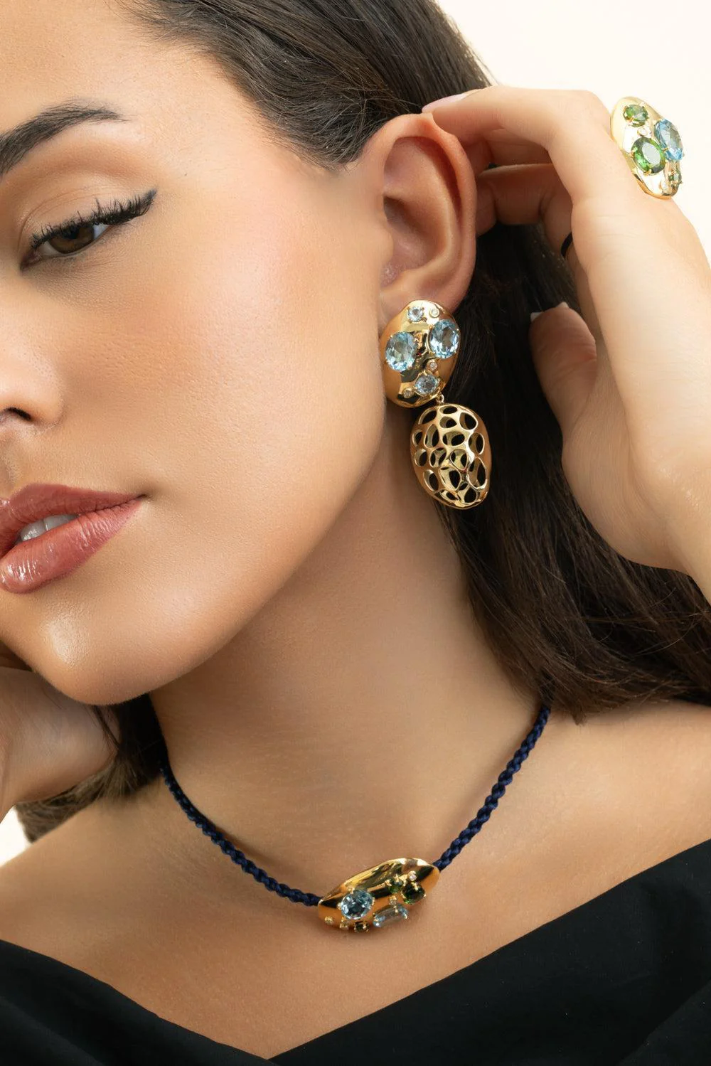 Blue Topaz Diamond Monochromatic Earrings - Image 4