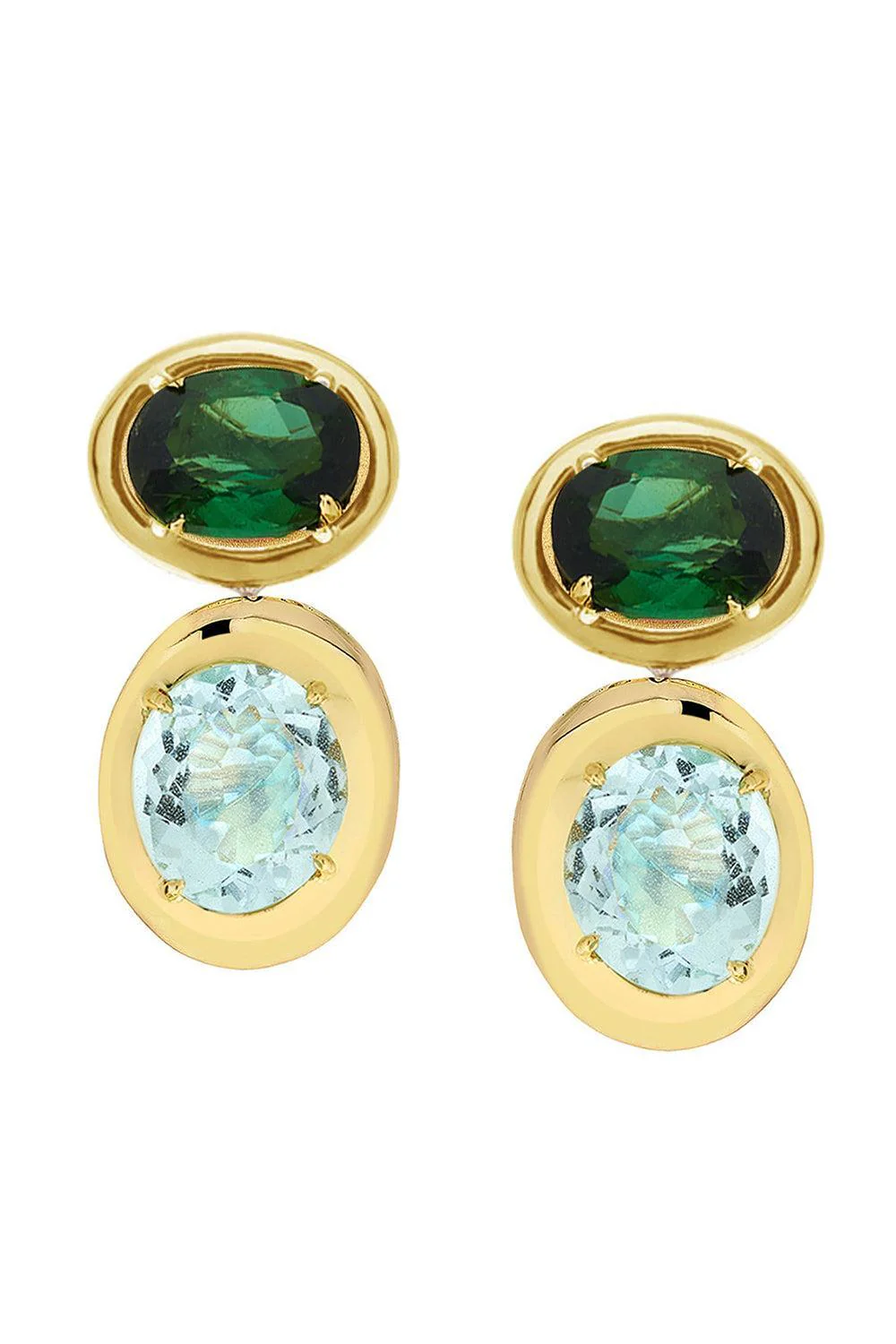 Blue Topaz Green Tourmaline Rock Class Earrings