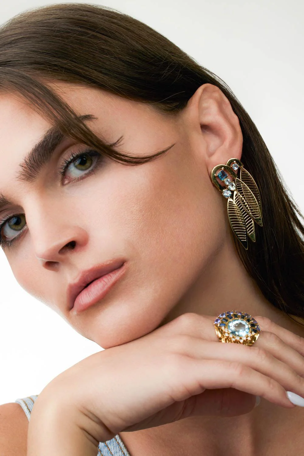 Blue Topaz Plume Earrings - Image 3