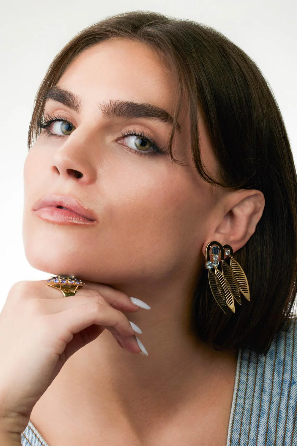 Blue Topaz Plume Earrings - Image 4