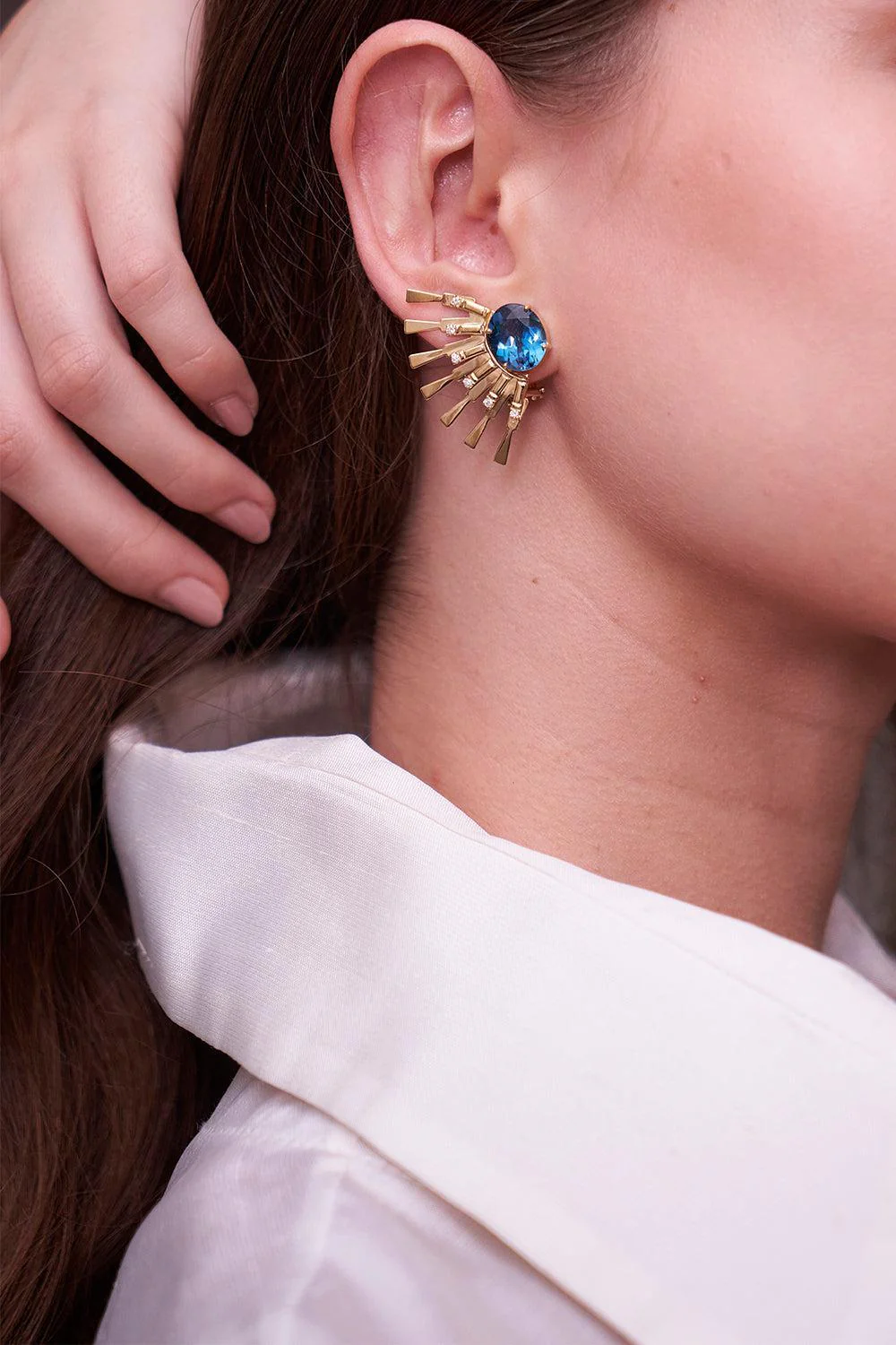 Blue Topaz Valentim Sun Ray Earrings - Image 2