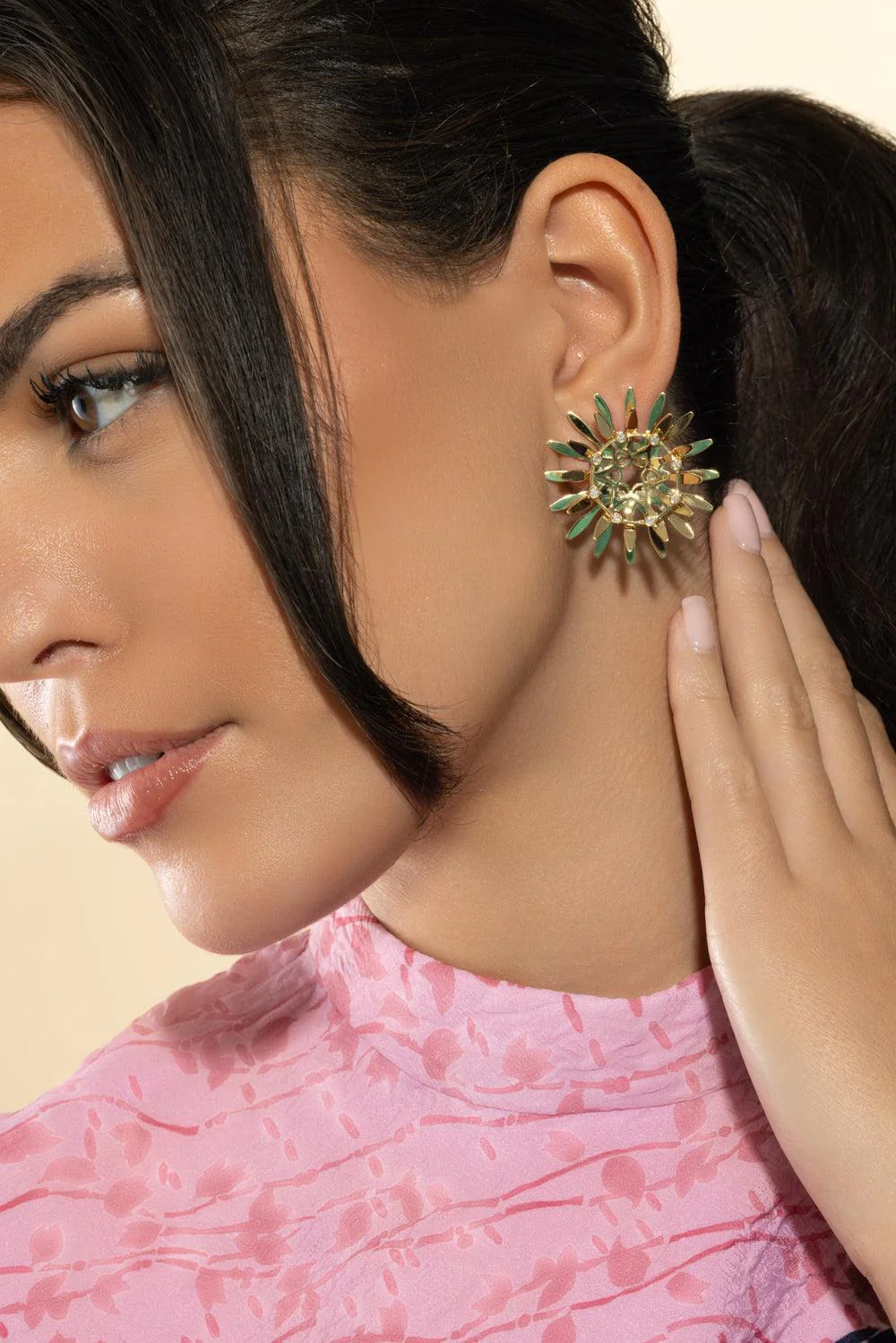 Diamond Mandala Hoop Earrings - Image 2