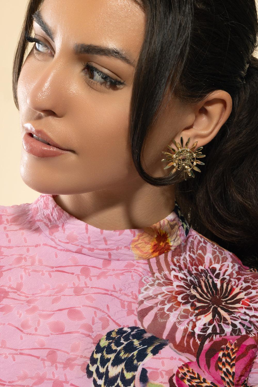 Diamond Mandala Hoop Earrings - Image 3