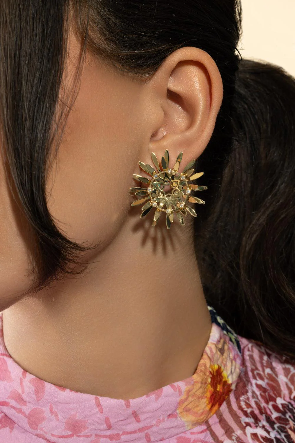 Diamond Mandala Hoop Earrings - Image 4