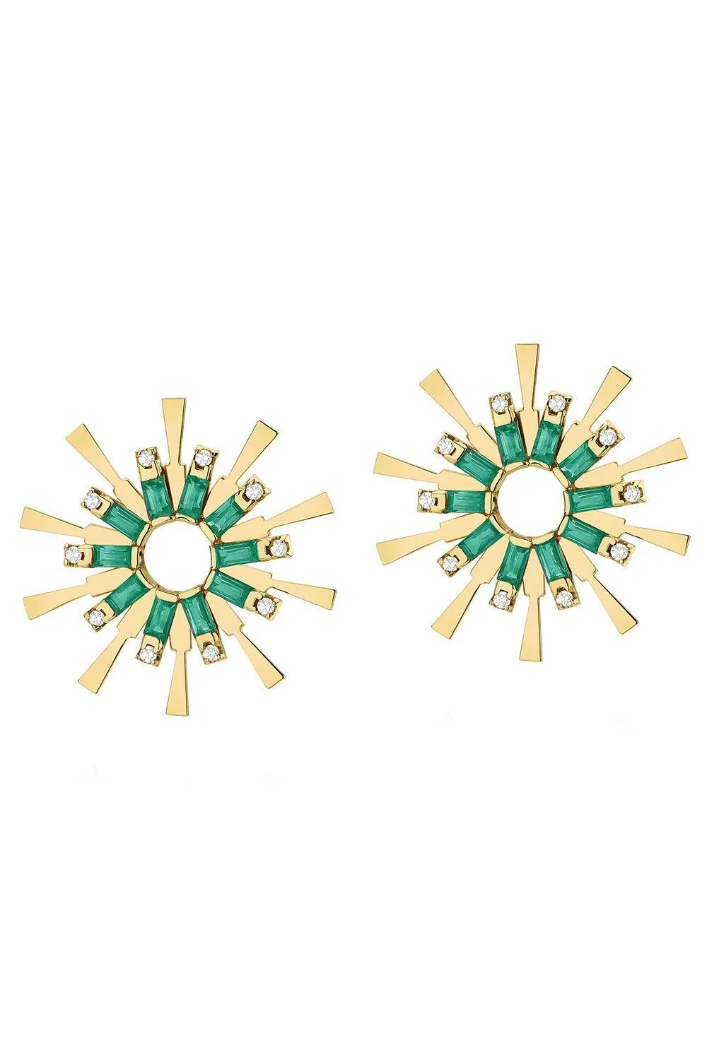 Emerald Diamond Valentim Baguette Twisted Hoop Earrings