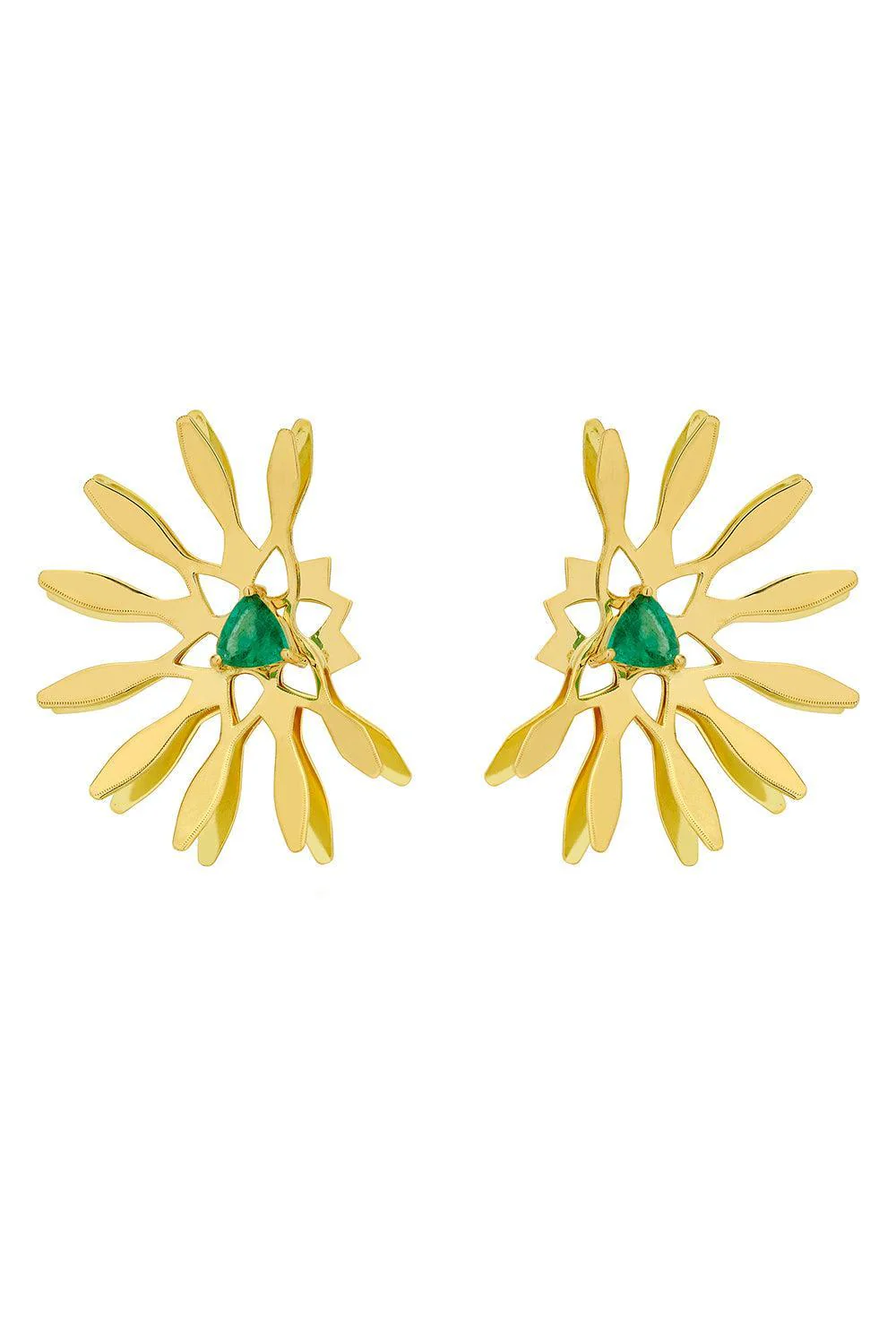 Emerald Half Moon Mandala Earrings