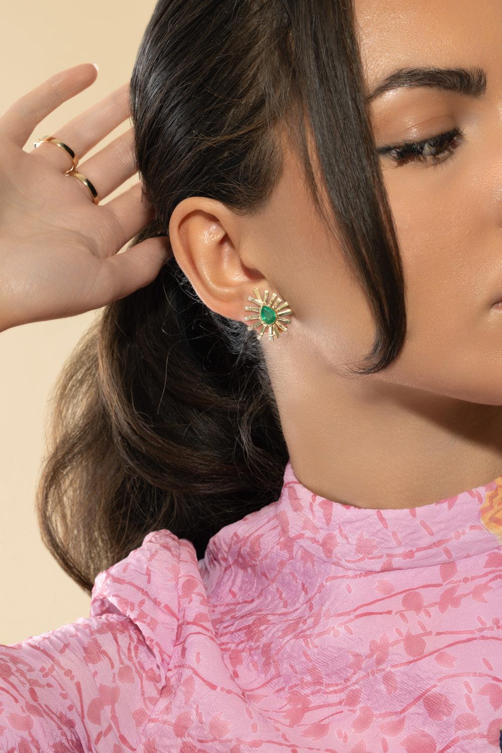 Emerald Mini La Belle Earrings - Image 2
