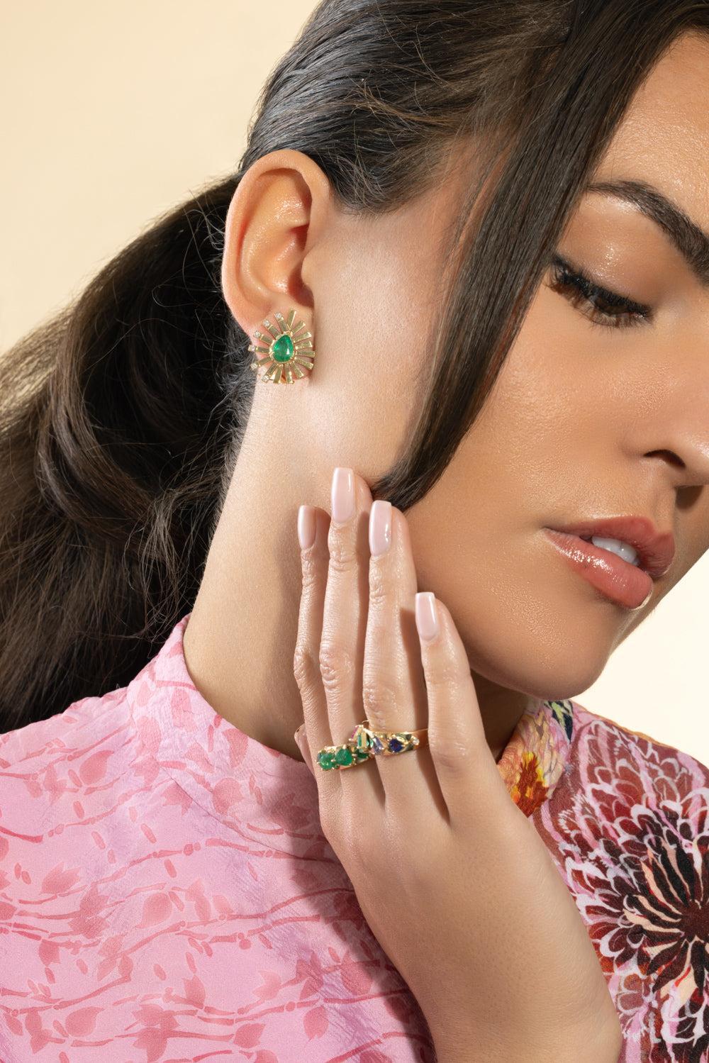 Emerald Mini La Belle Earrings - Image 4