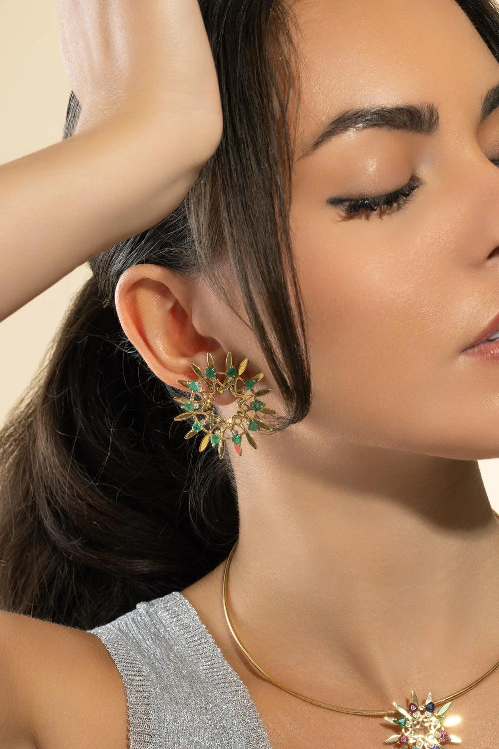 Emerald Large Mandala Hoop Earrings - Image 3