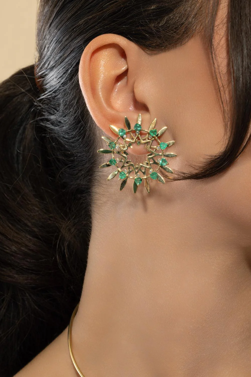 Emerald Large Mandala Hoop Earrings - Image 4
