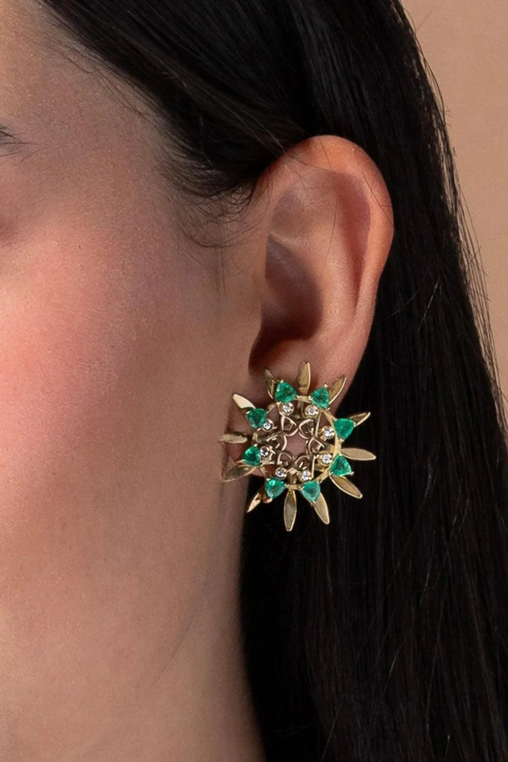 Emerald Medium Mandala Hoop Earrings - Image 2