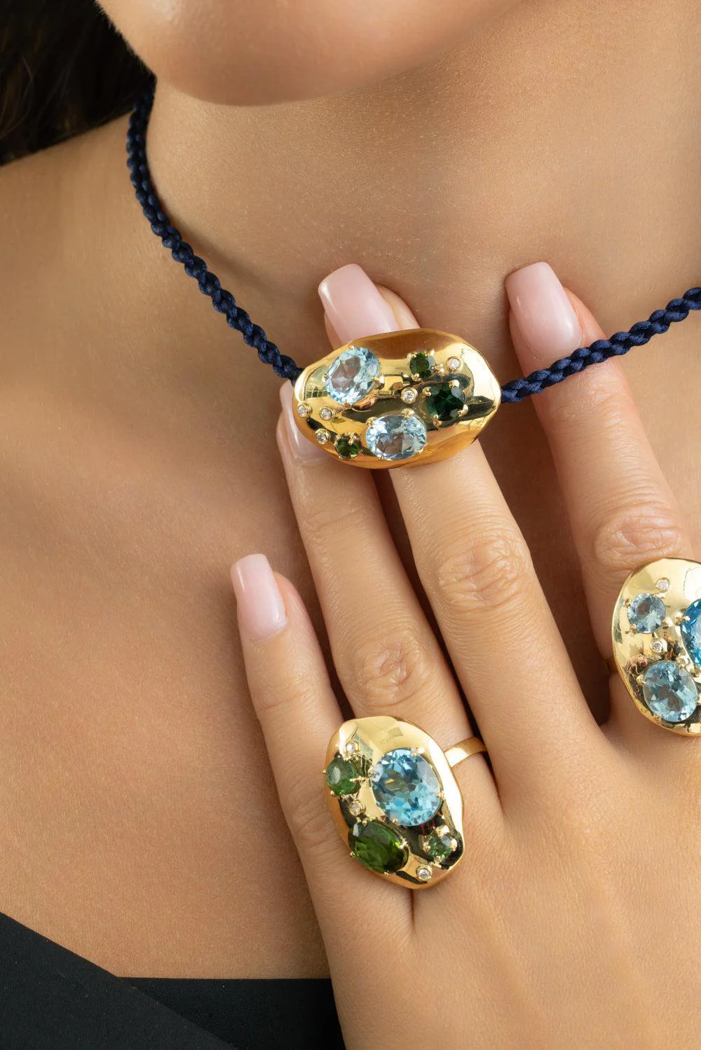 Green Tourmaline Rock Flinstone Ring - Image 4