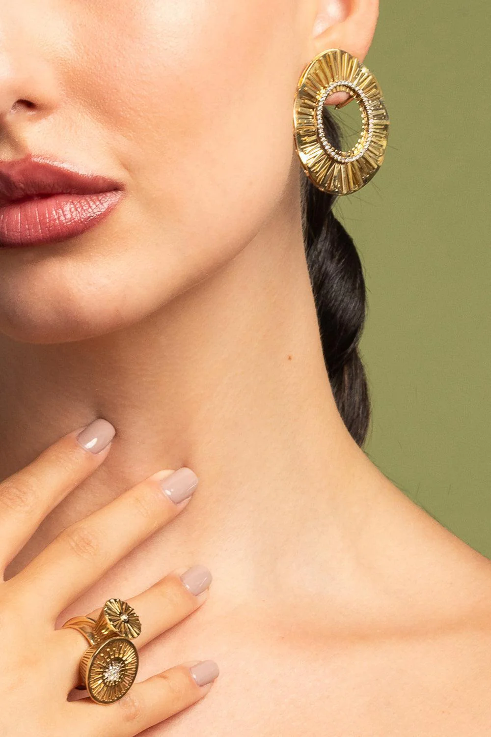 Large Oval Explosion Earrings - Image 2