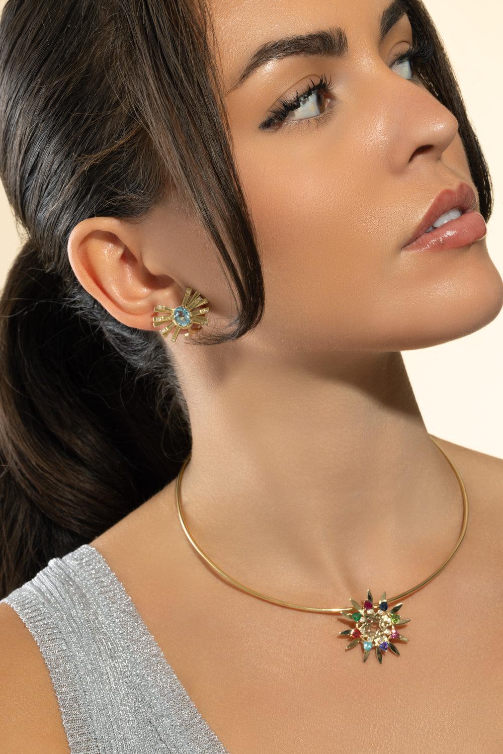 Light Blue Topaz Mini Farfalle Earrings - Image 2