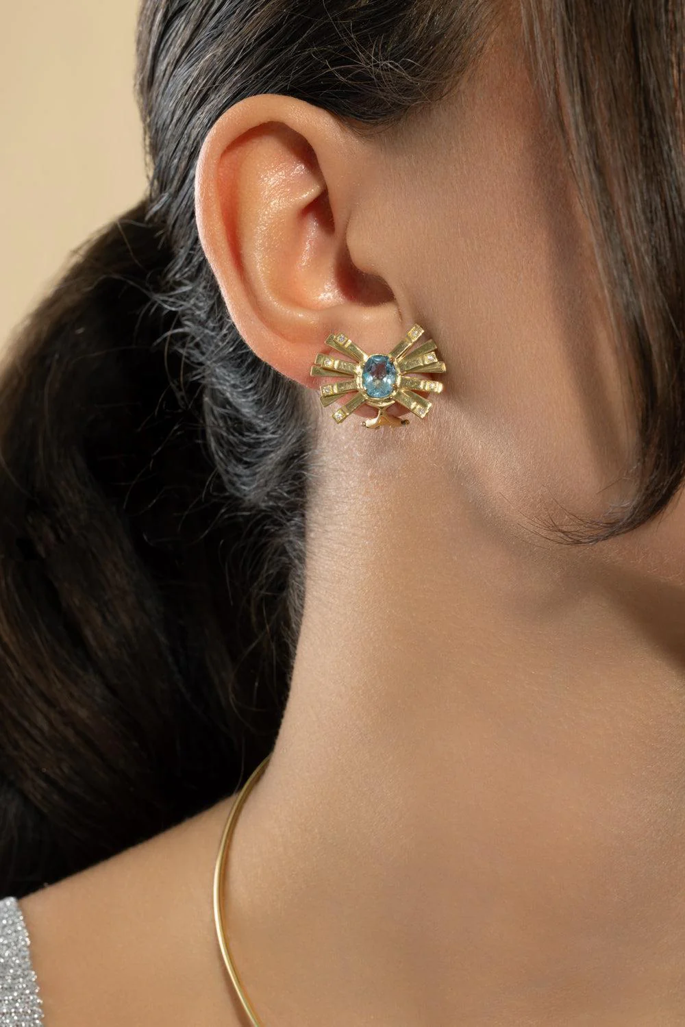 Light Blue Topaz Mini Farfalle Earrings - Image 3