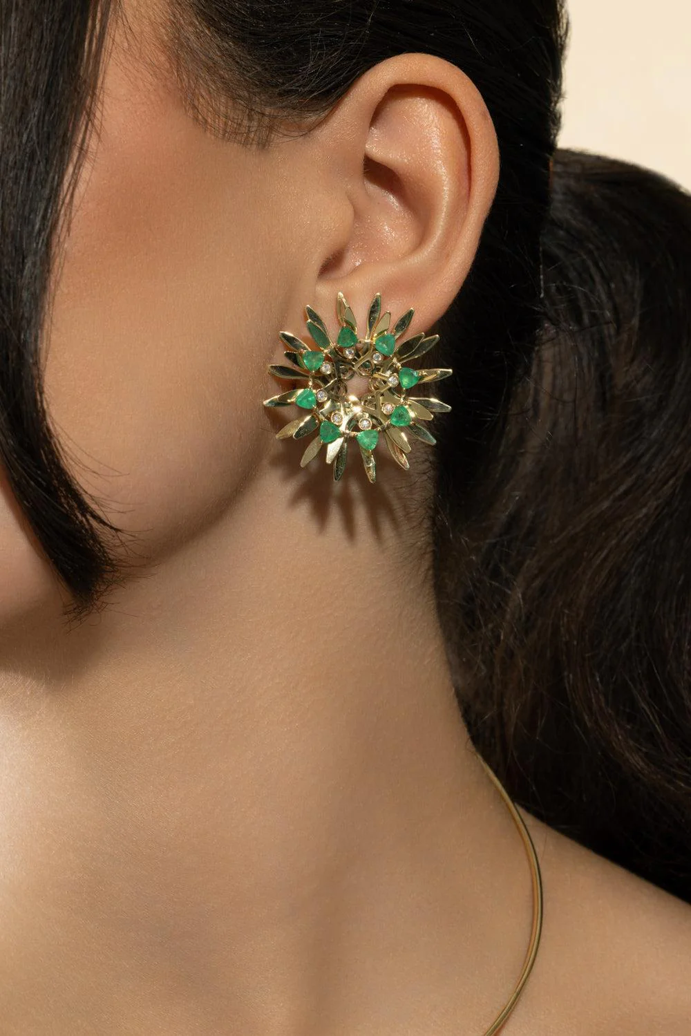 Emerald Mandala Hoop Earrings - Image 3