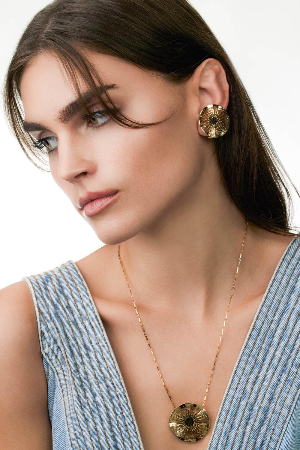 Medium Explosion White Rhodium Earrings - Image 2