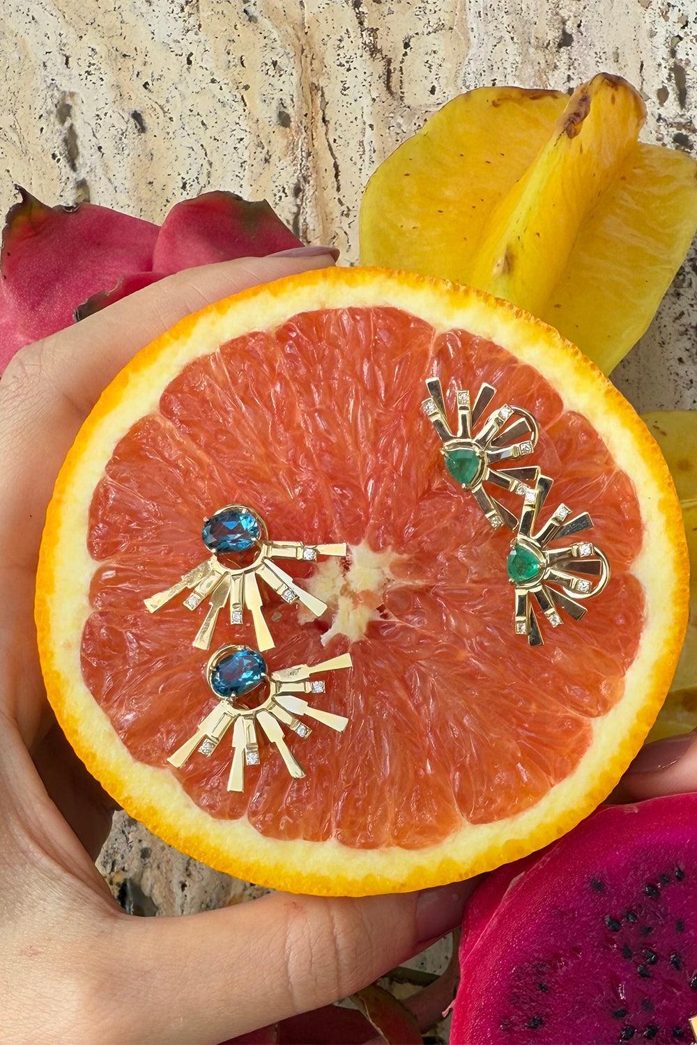 Emerald Mini Demi Circle Earrings - Image 5