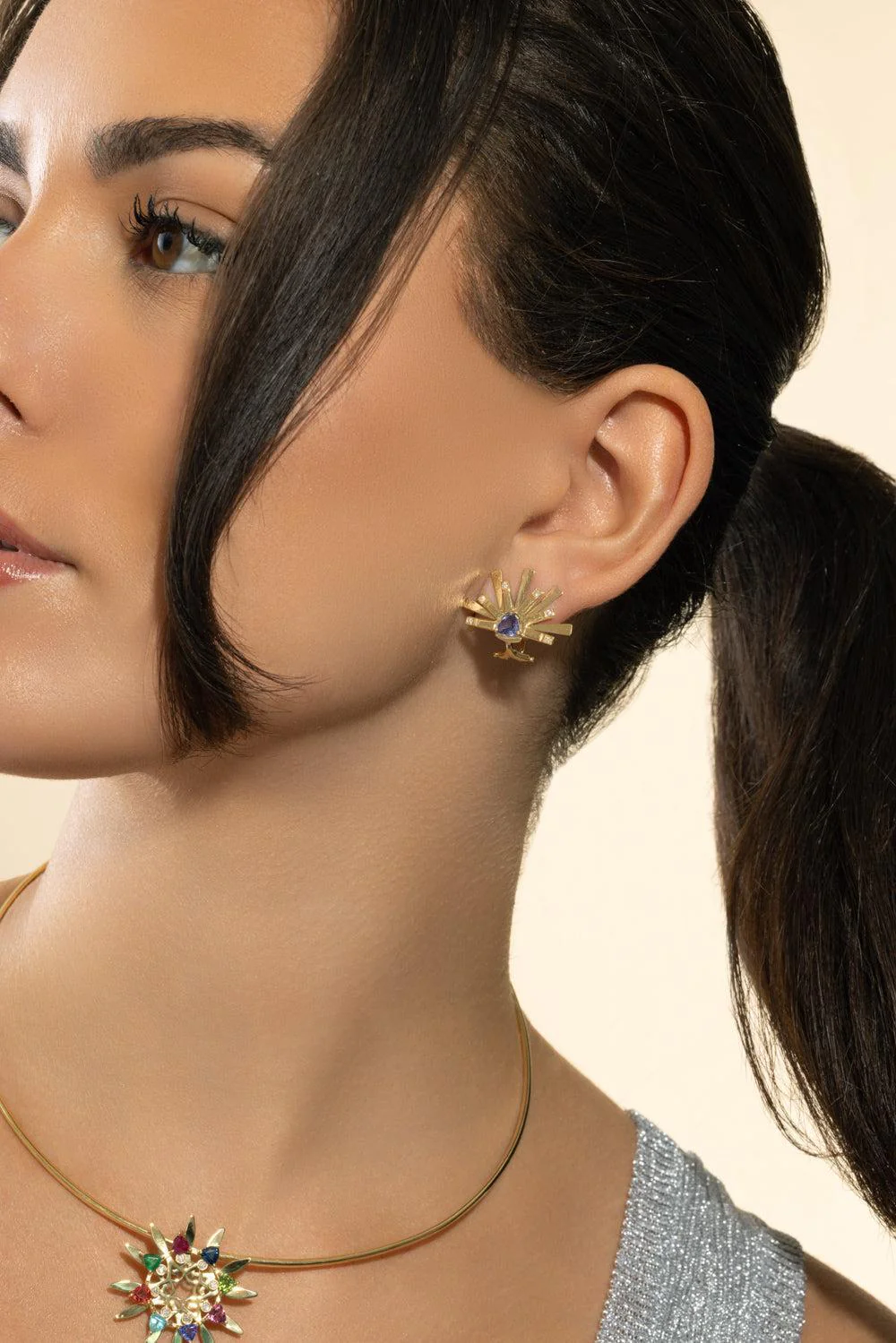 Tanzanite Mini Demi Circle Earrings - Image 3