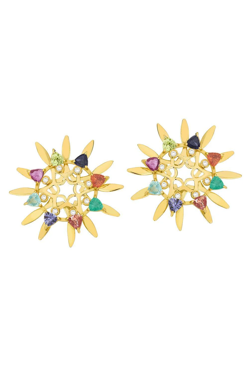 Multi Stone Medium Mandala Hoop Earrings