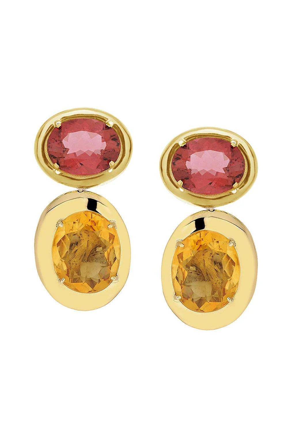 Pink Tourmaline Citrine Rock Class Earrings