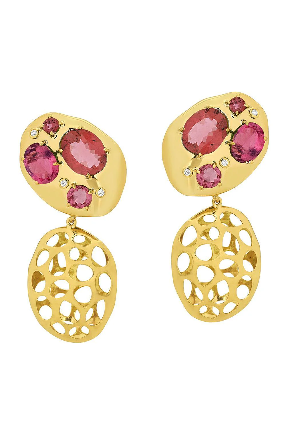 Pink Tourmaline Diamond Monochromatic Earrings