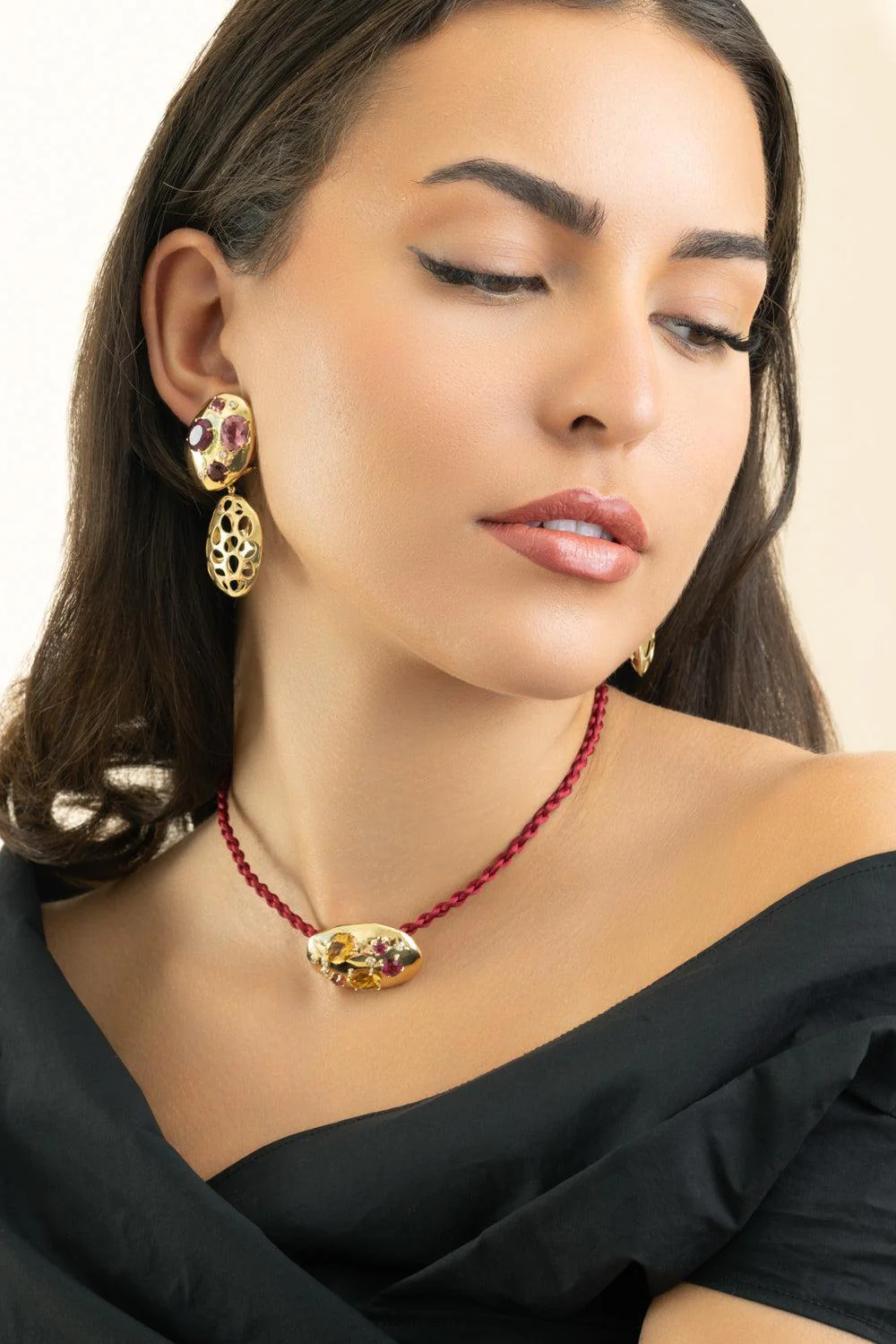 Pink Tourmaline Diamond Monochromatic Earrings - Image 2