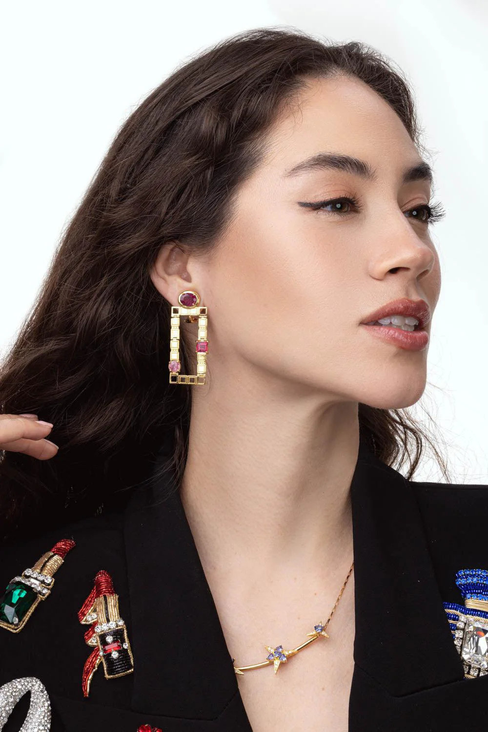 Pink Tourmaline Golden Link Earrings - Image 4