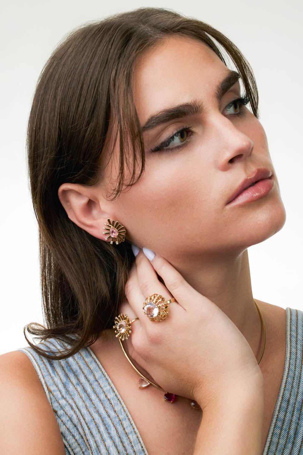 Pink Tourmaline Mini La Belle Duo Earrings - Image 4