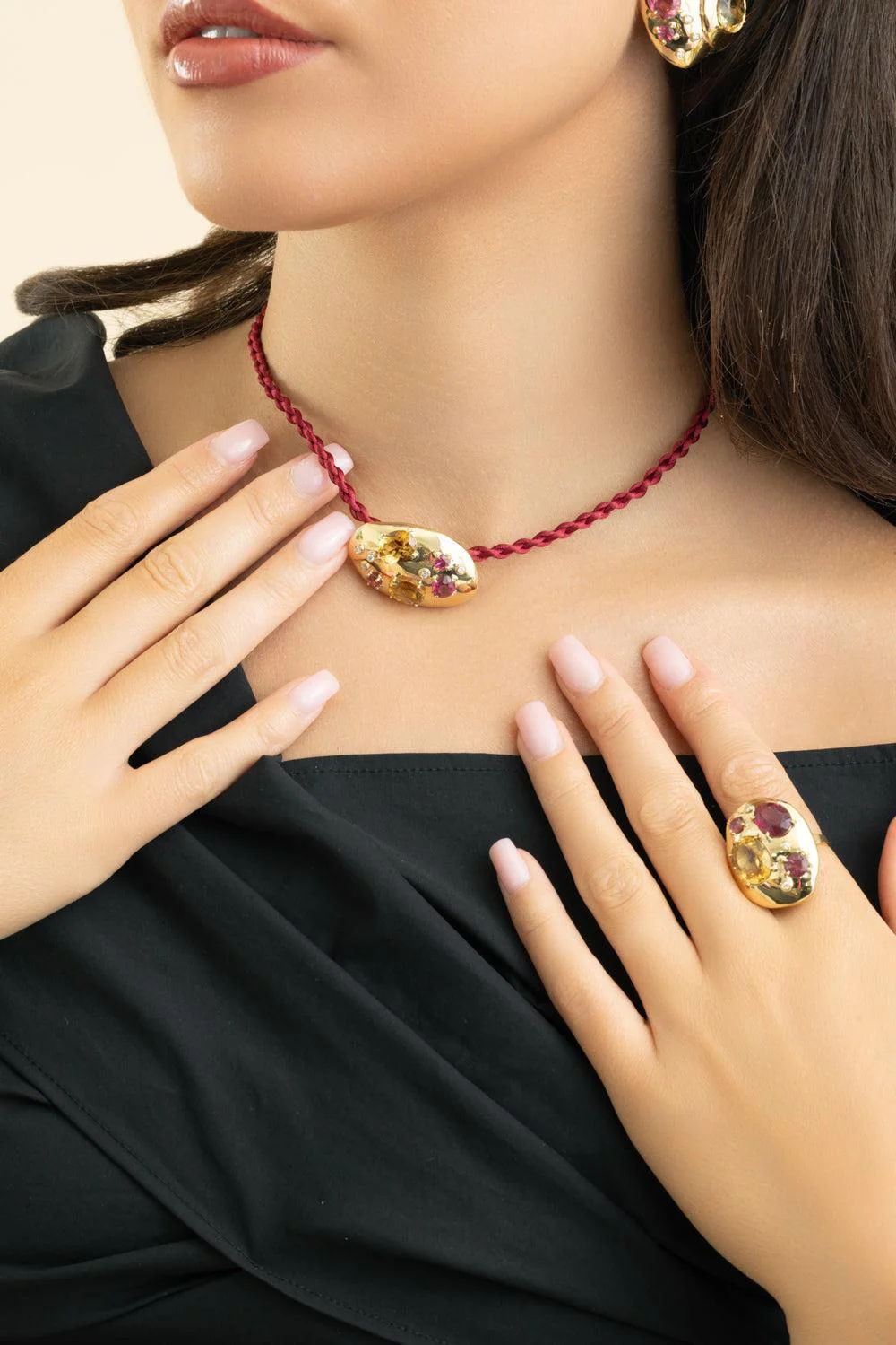 Rubellite Citrine Flinstone Pendant - Image 3