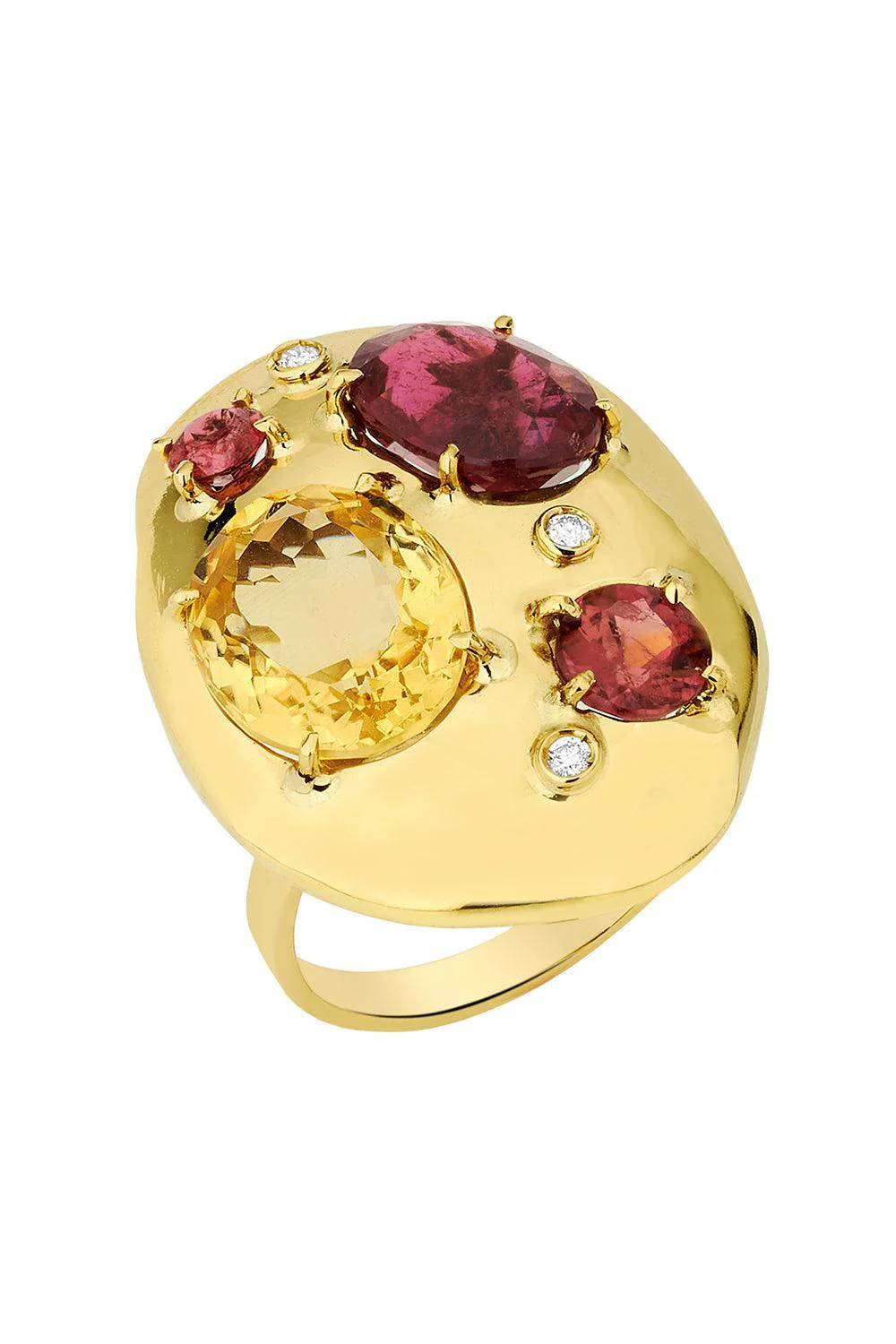 Rubellite Citrine Rocks Rings