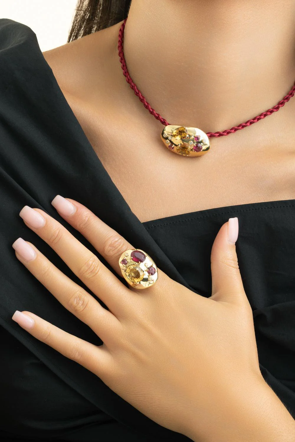 Rubellite Citrine Rocks Rings - Image 2