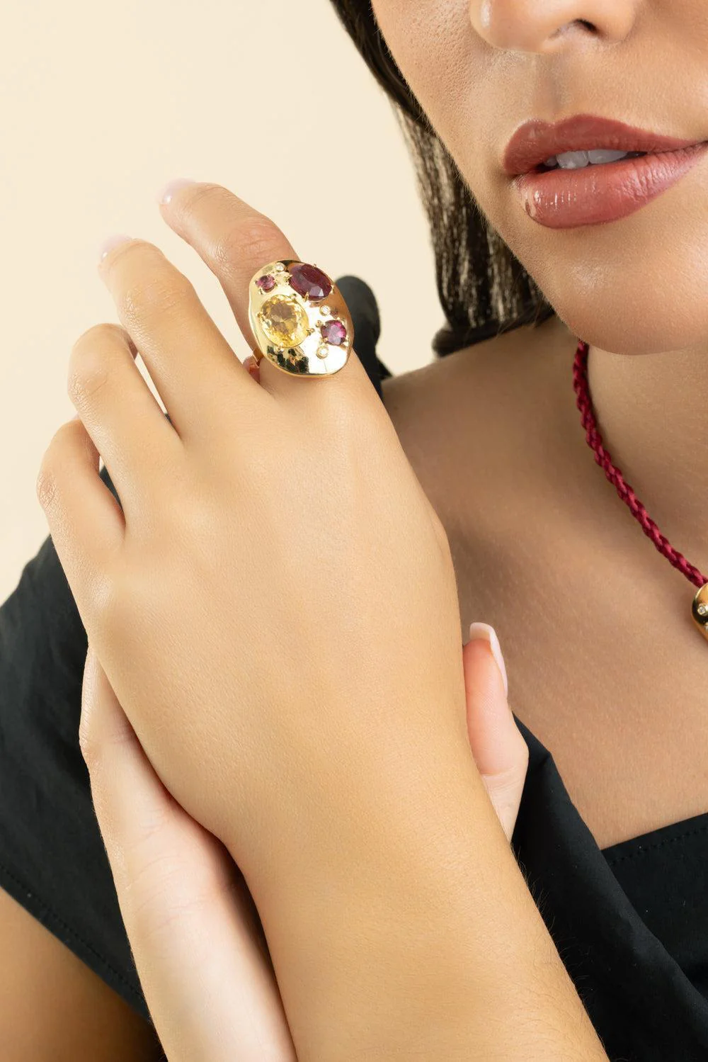 Rubellite Citrine Rocks Rings - Image 3