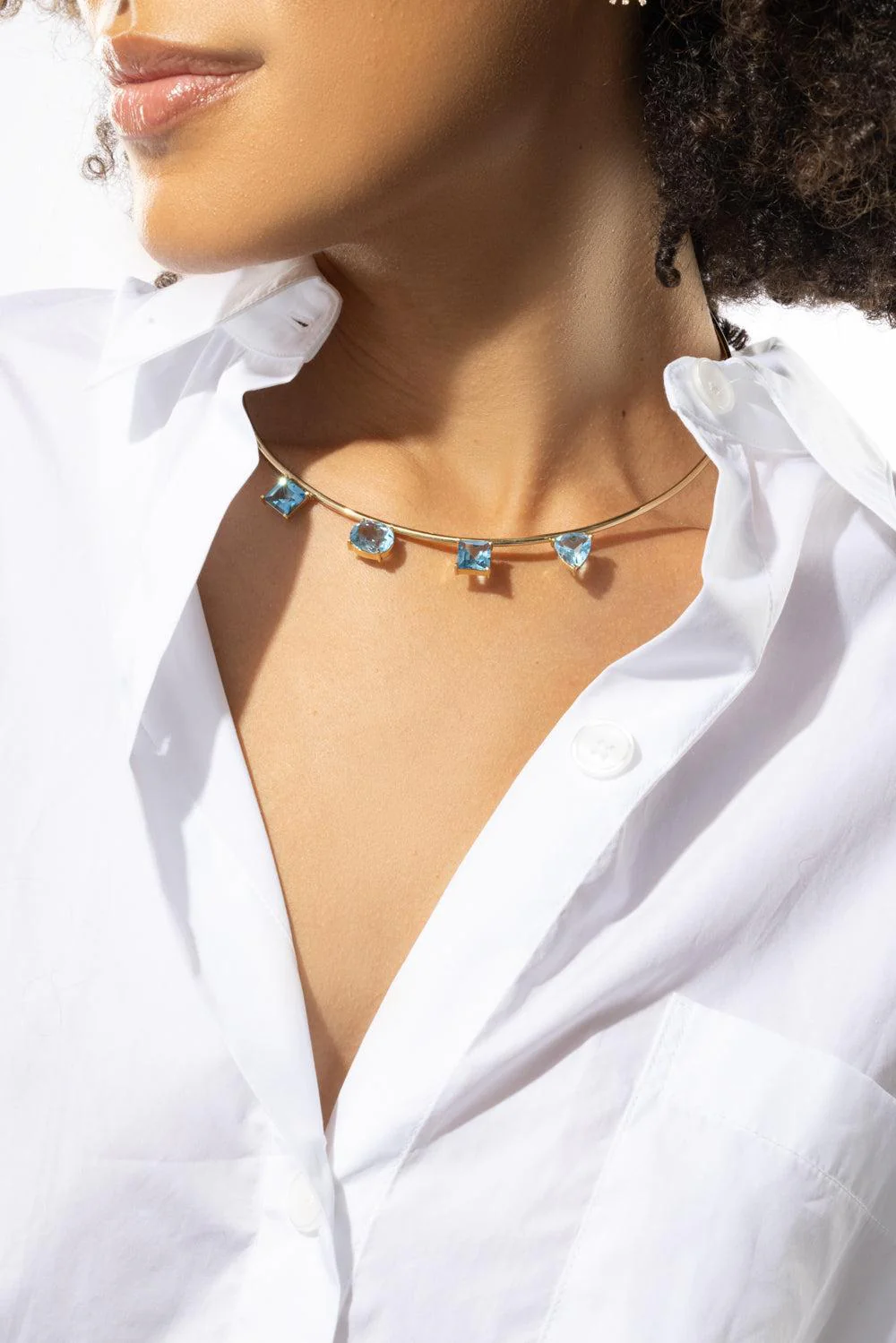 Topaz Aquamarine Studio Choker Necklace - Image 3