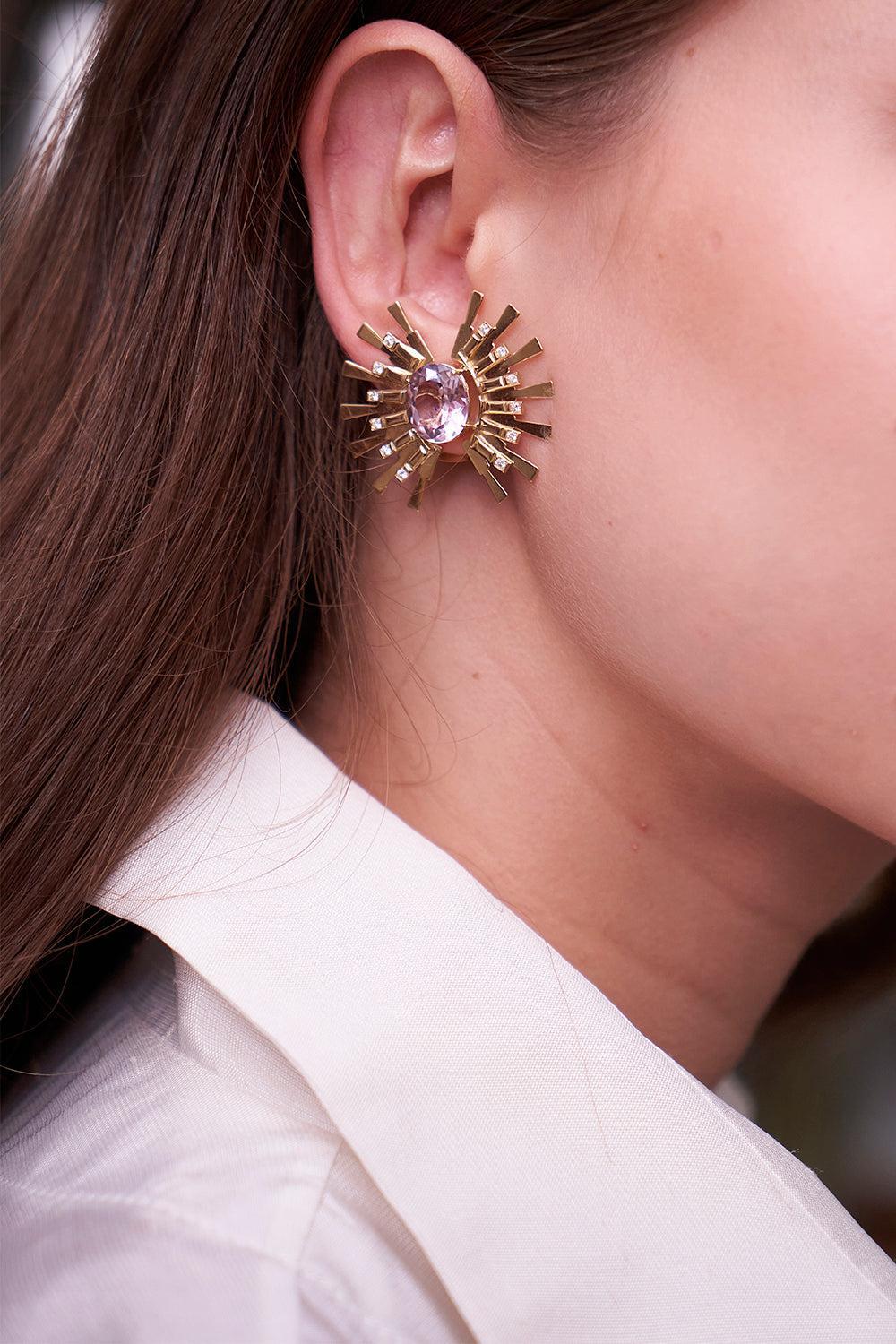 Valentim Farfale Amethyst Diamond Earrings - Image 2