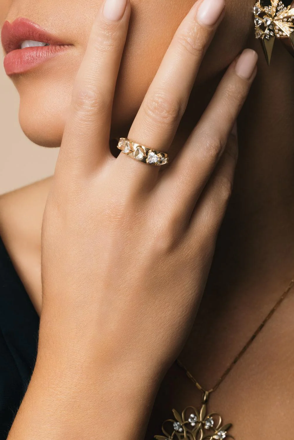 White Sapphire Diamond Mandala Domino Ring - Image 2