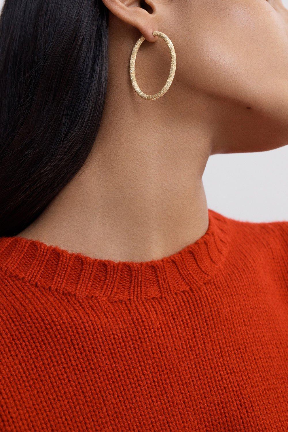Florentine Finish Large Oval Hoop Earrings - Image 6