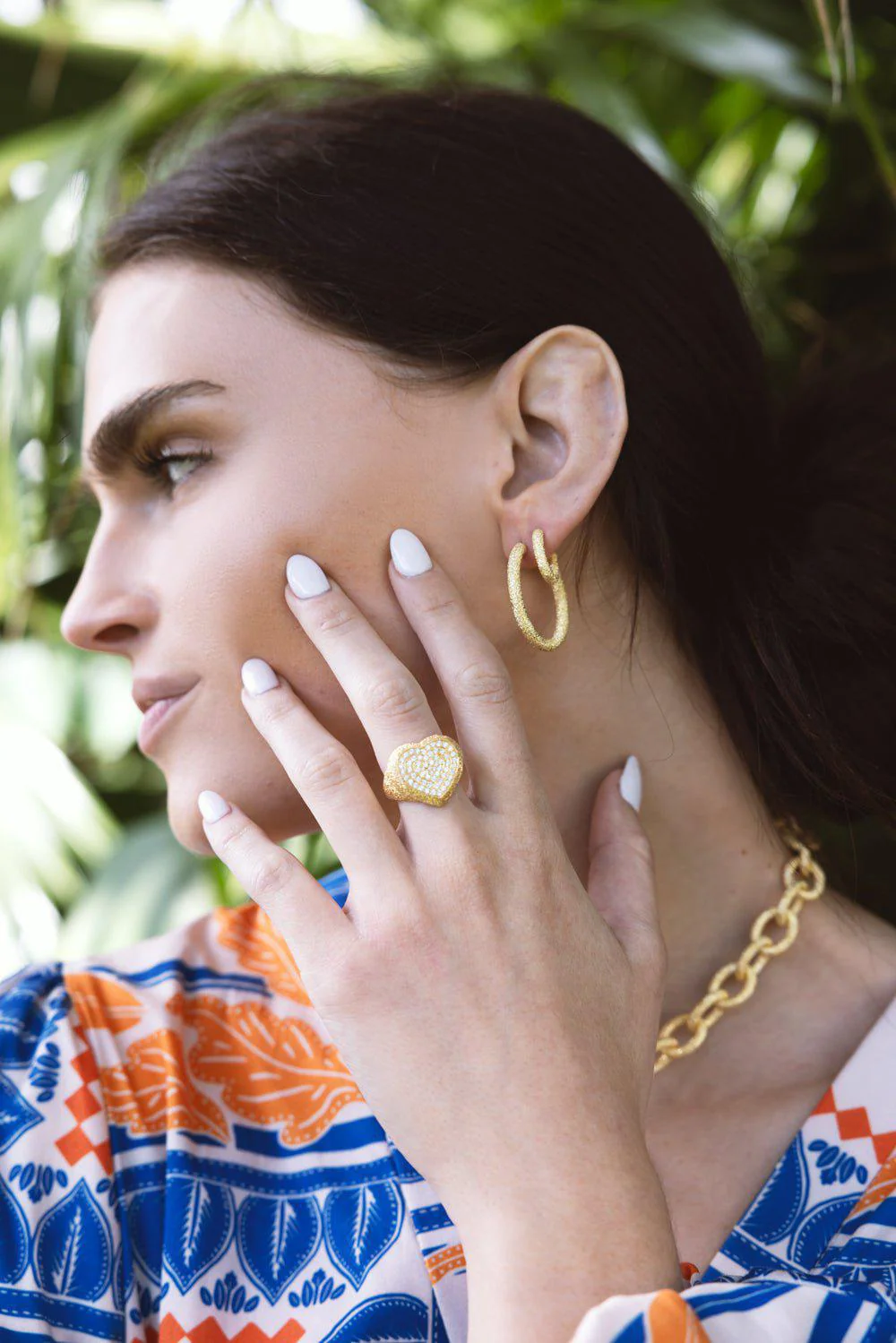 Florentine Finish Small Oval Hoop Earrings - Image 4