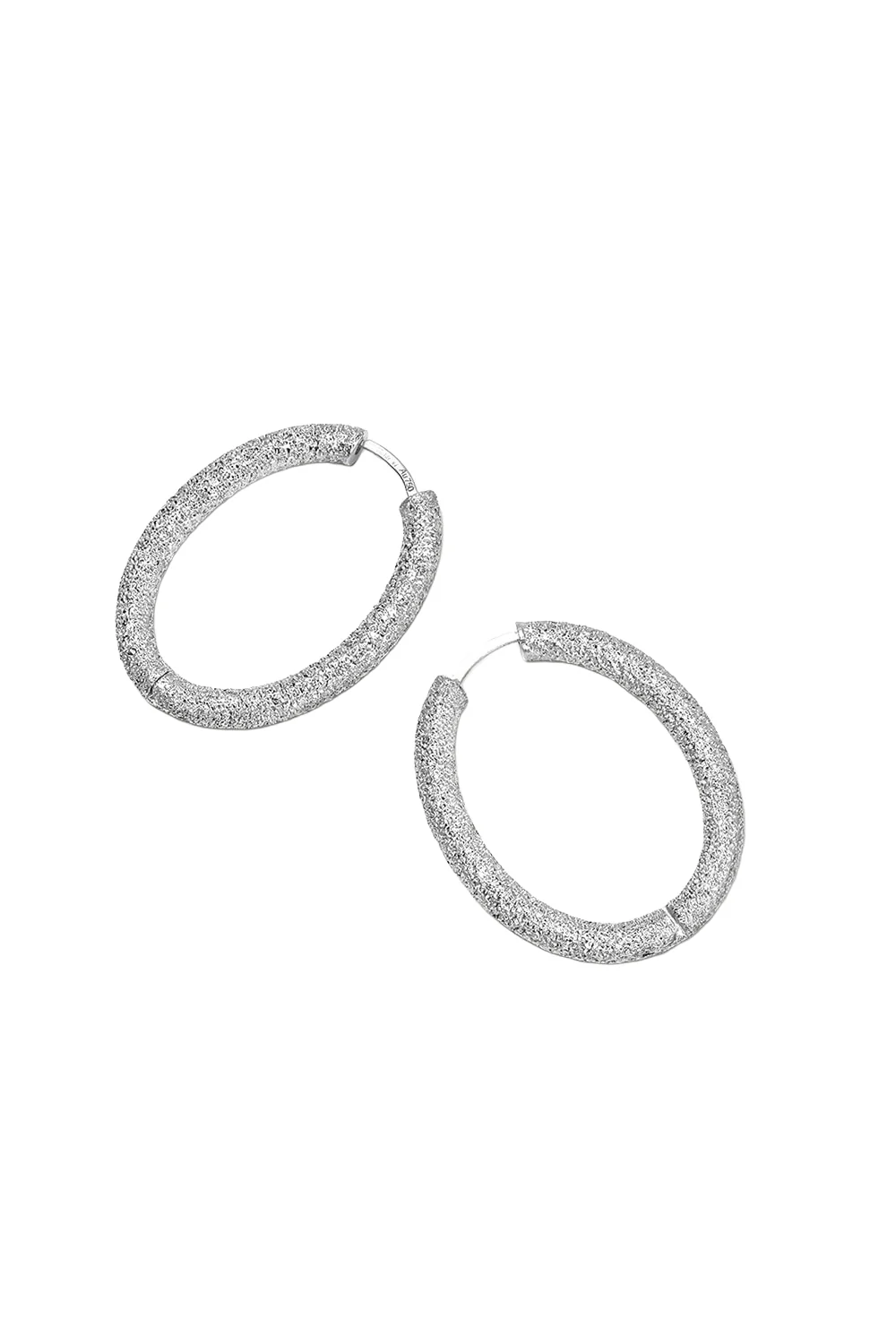 Florentine Finish Small Oval Hoop Earrings - Image 7