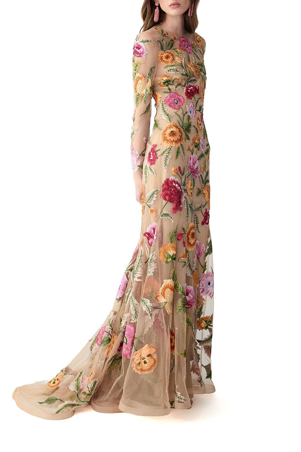 Long Sleeve Embroidered Gown - Image 3
