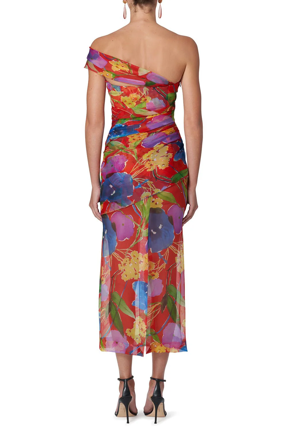 One Shoulder Ruched Midi Dress - Image 3