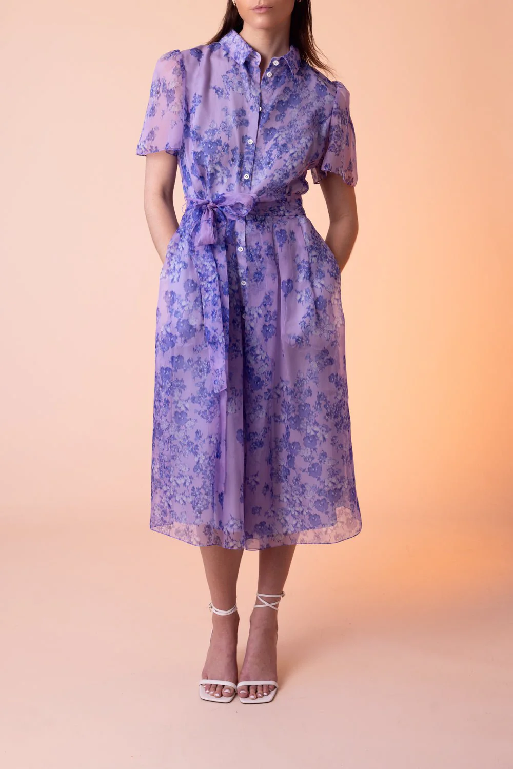 Short Sleeve Button Midi Dress - Image 2