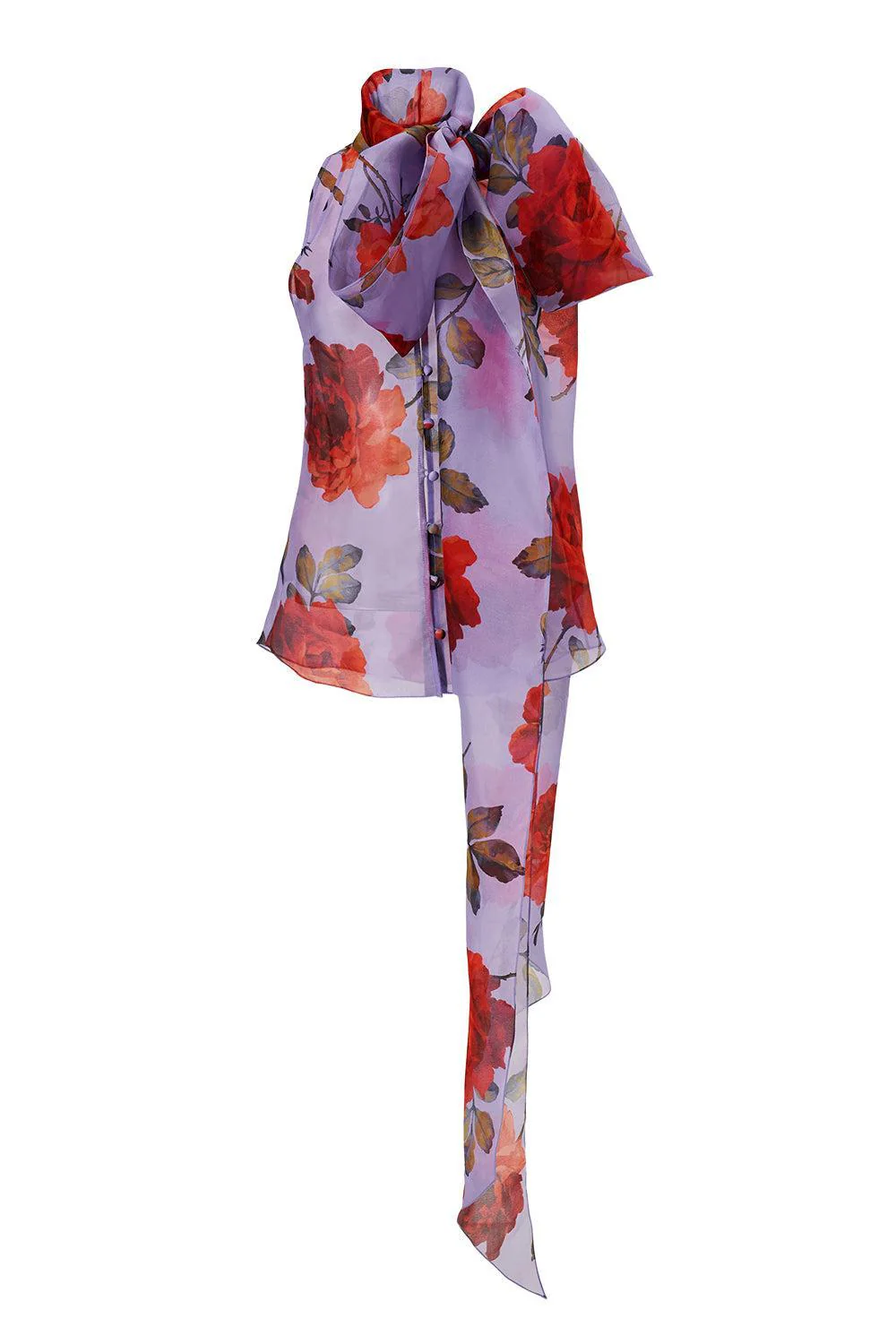 Sleeveless Button Front Bow Top