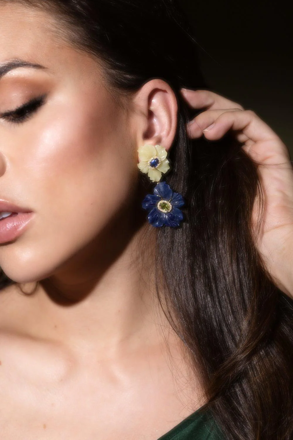 Double Flower Drop Mother Nature Earrings - Image 3