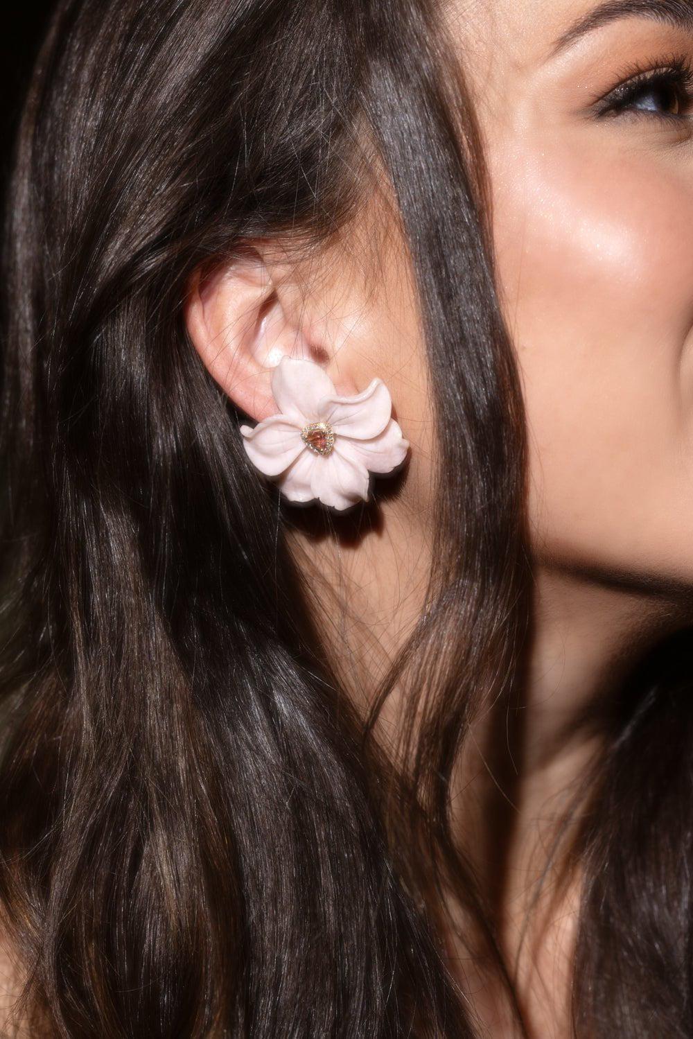 Pink Quartz Flower Mother Nature Earrings - Image 2